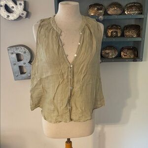 Bella Dahl Light Olive Button-Down Blouse
